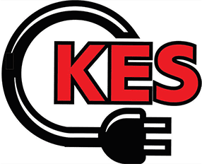 A black and red logo with the word kes