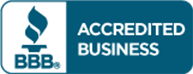 A blue background with the words accredited business
